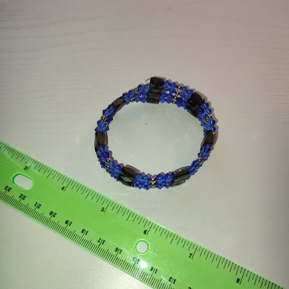 Deep Blue Magnetic Bracelet or Necklace Cobalt Vintage Wear as You Want - Picture 2 of 7